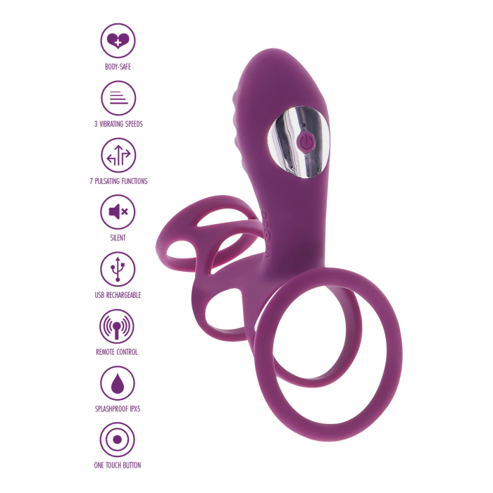 Ерекційне вібро кільце ToyJoy Halo Halo C-Ring Sleeve з кліторальним відростком, фіолетове
