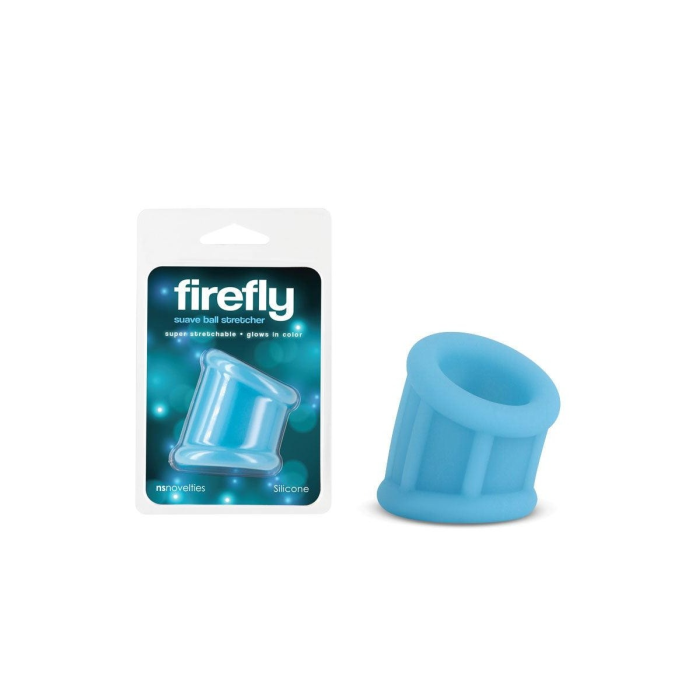 Ерекційна насадка на пеніс NS Novelties Firefly, що світиться в темряві, блакитна