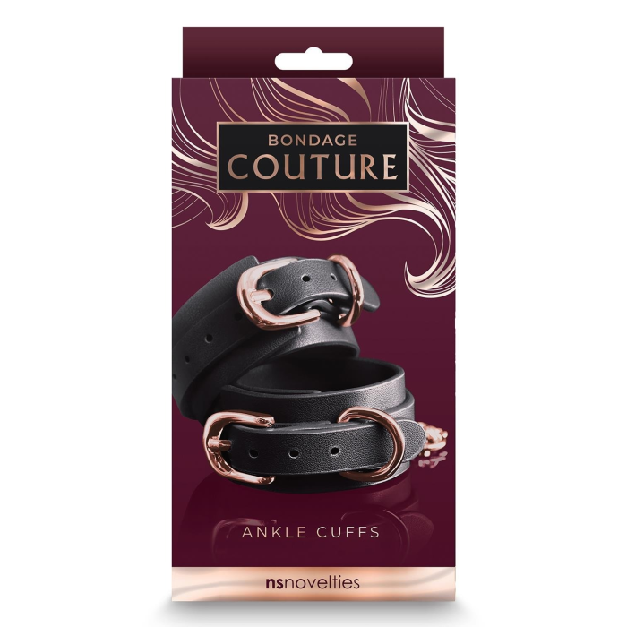 Поножі на кісточки NS Novelties Bondage Couture чорні із золотистою фурнітурою