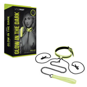Нашийник із затискачами для сосків люмінесцентний Whipsmart Glow In The Dark, зелений