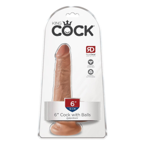 Королівський фалоімітатор з мошонкою Pipedream King Cock на присосці, бежевий