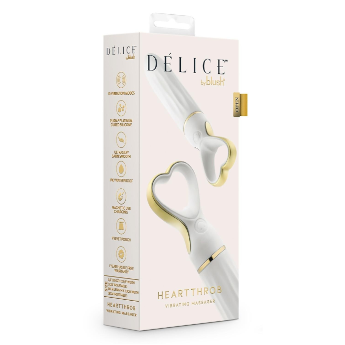 Вібратор міні класичний Blush Delice Heartthrob із рельєфом, білий