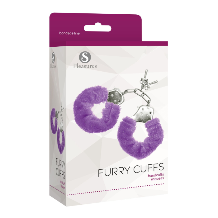 Наручники S Pleasures Furry Cuffs Purple з пухнастим оздобленням, 2 ключі в комплекті