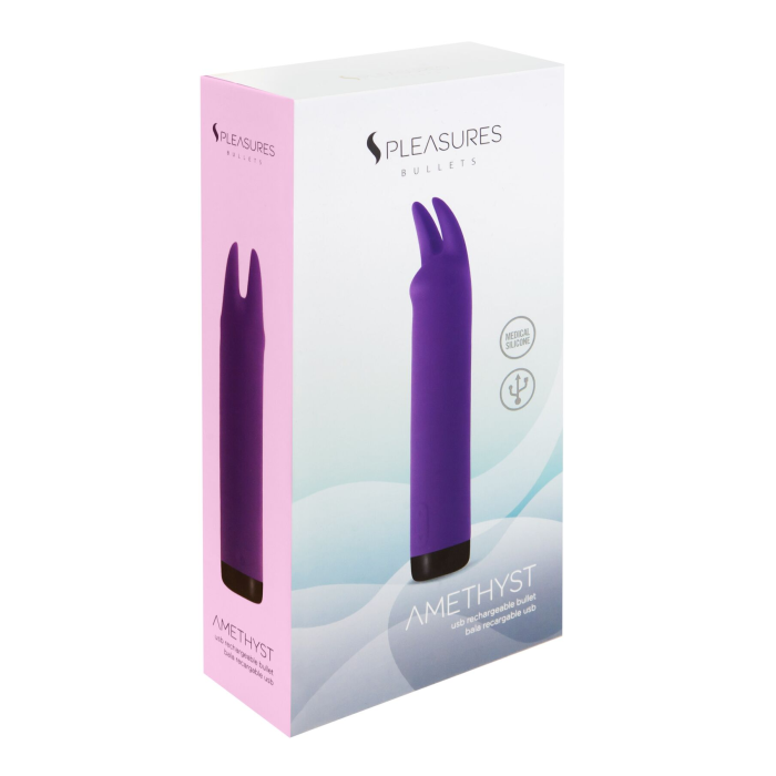 Вібратор S Pleasures Bullets Amethyst, фіолетовий, з двома відростками, 10 режимів, діаметр 2,8 см