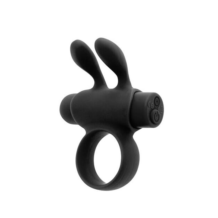 Ерекційне віброкільце S Pleasures Premium Rabbit Ring, чорне, зі знімною віброкулею та вушками