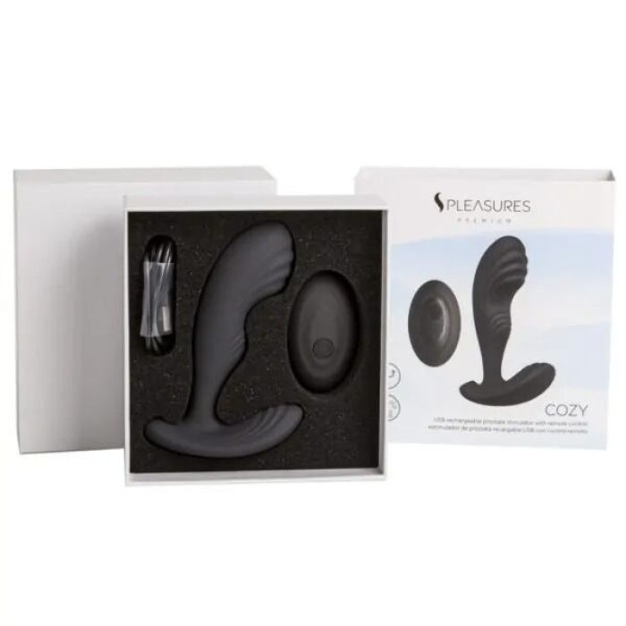 Вібромасажер простати S Pleasures Premium Cozy, чорний, з рельєфною головкою, 10 режимів