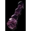 Скляний фалоімітатор Dream Toys Glaze Glass у формі бутона троянди з намистинами, рожевий