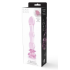 Скляний фалоімітатор Dream Toys Glaze Glass у формі бутона троянди з намистинами, рожевий
