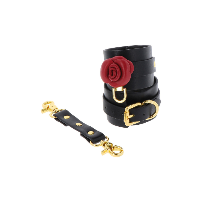 Поножі на щиколотку чорні Taboom Wild Roses Ankle Cuffs з декоративними червоними трояндами