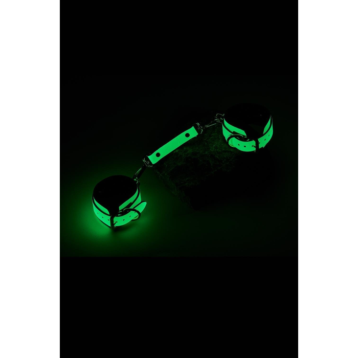 Наручники люмінесцентні DreamToys Radiant Glow In The Dark із золотистою фурнітурою, зелені