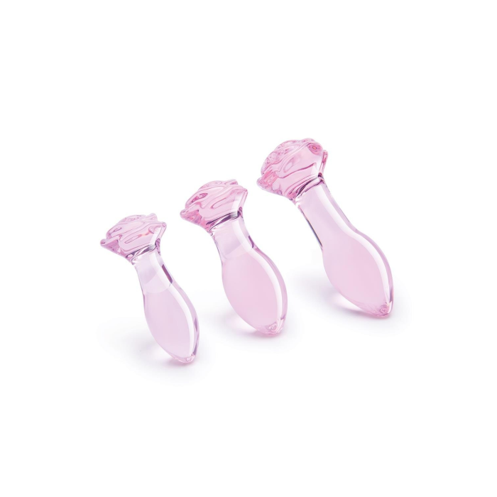 Набір анальних пробок DreamToys Glaze Glass Rosebud скляний, рожевий, 3 шт.