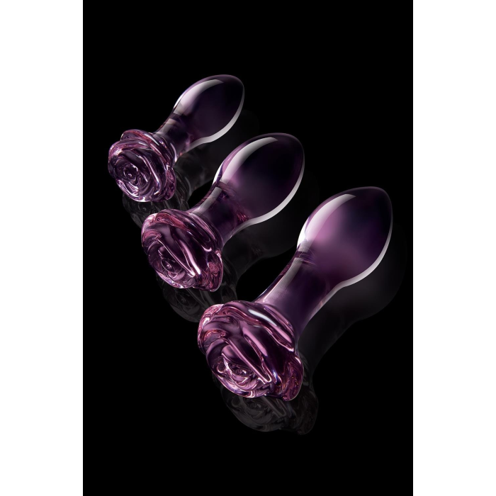 Набір анальних пробок DreamToys Glaze Glass Rosebud скляний, рожевий, 3 шт.