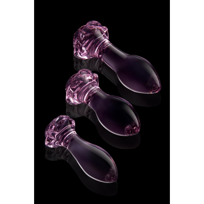 Набір анальних пробок DreamToys Glaze Glass Rosebud скляний, рожевий, 3 шт.