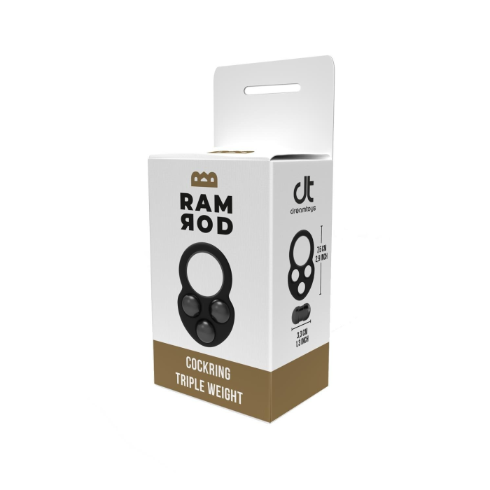 Ерекційне кільце Dreamtoys RAMROD з трьома обтяжувачами, чорне