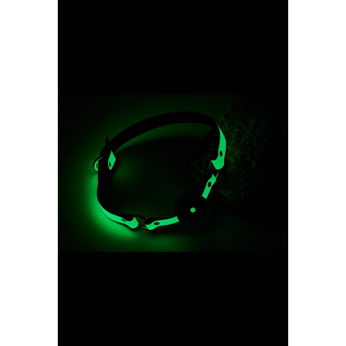 Кляп із кулькою люмінесцентний зелений Dreamtoys RADIANT Glow In The Dark Ball Gag із золотистою фурнітурою