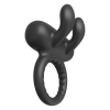 Ерекційне віброкільце Dreamtoys Ramrod Rabbit з вушками для клітора, чорне