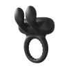 Ерекційне віброкільце Dreamtoys Ramrod Rabbit з вушками для клітора, чорне
