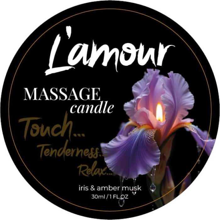 Масажна свічка L'amour Iris and Amber Musk з ароматом ірису та бурштинового мускусу, 30 мл