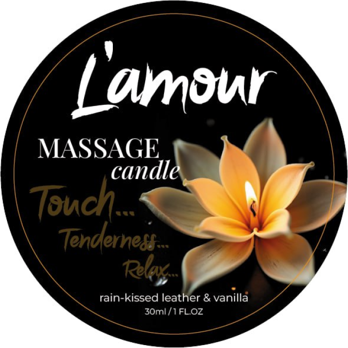 Масажна свічка L'amour Rain-Kissed Leather and Vanilla з ароматом ванілі, 30 мл