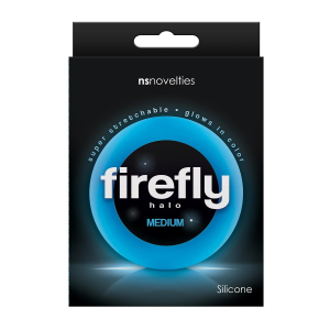 Ерекційне кільце для пеніса люмінесцентне NS Novelties Firefly синє, М