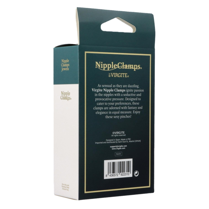Декоративні золоті затискачі для сосків Virgite Nipple Clamps з чорними пензликами