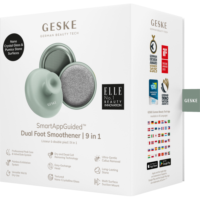Набор для ухода за стопами с ручкой GESKE Dual Foot Smoothener 9в1 green