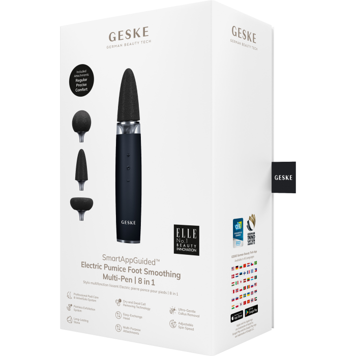 Шлифовальная пилка для стоп с дополнительными насадками GESKE Electric Pumice Foot Smoothing Multi-Pen 8в1 black