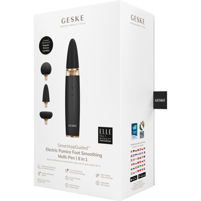 Шлифовальная пилка для стоп с дополнительными насадками GESKE Electric Pumice Foot Smoothing Multi-Pen 8в1 gray