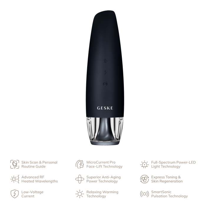 Антивозрастной LED-излучатель для восстановления кожи лица GESKE Anti-Aging Skin Renewer 9в1 black