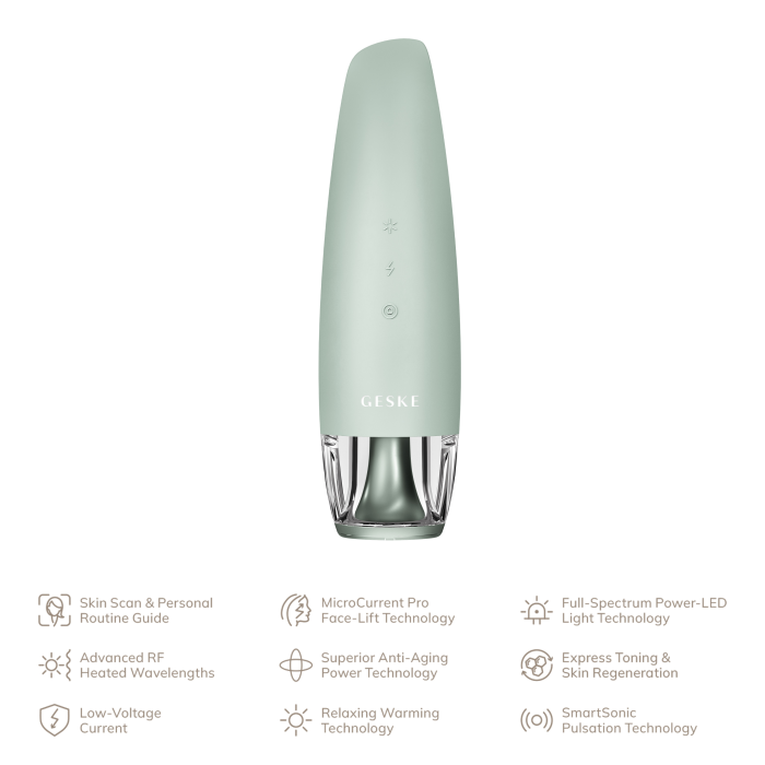 Антивозрастной LED-излучатель для восстановления кожи лица GESKE Anti-Aging Skin Renewer 9в1 green