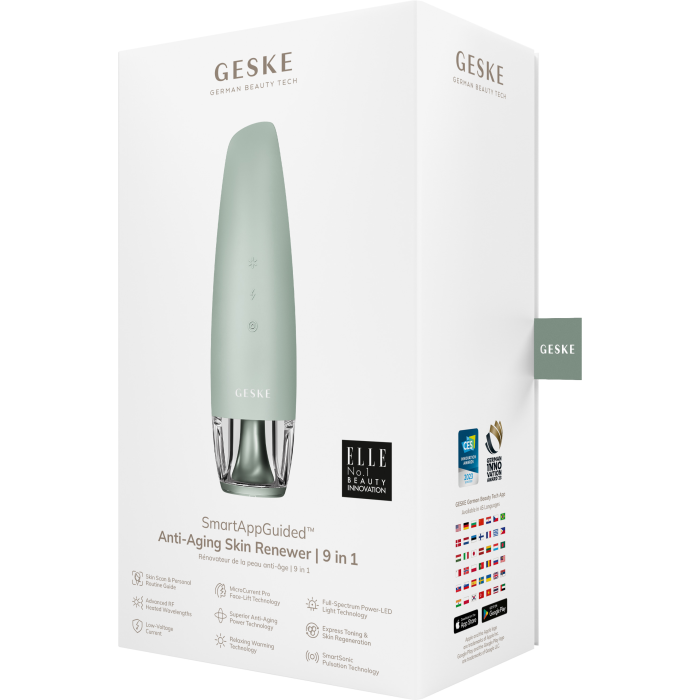 Антивозрастной LED-излучатель для восстановления кожи лица GESKE Anti-Aging Skin Renewer 9в1 green