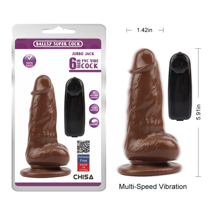 Вібратор реалістичний на присосці Chisa Ballsy Super Cock JUMBO JACK з пультом, коричневий