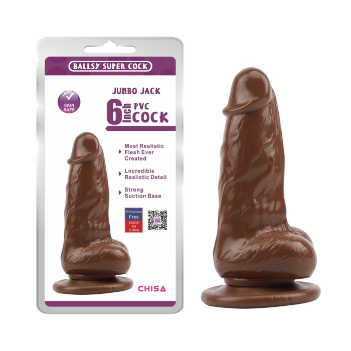 Фалоімітатор реалістичний з присоскою Chisa Ballsy Super Cock JUMBO JACK коричневий