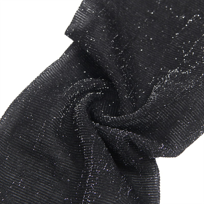 Панчохи з люрексом Star Night Lase Pearlescent на силіконовій стрічці, чорні, XS-M