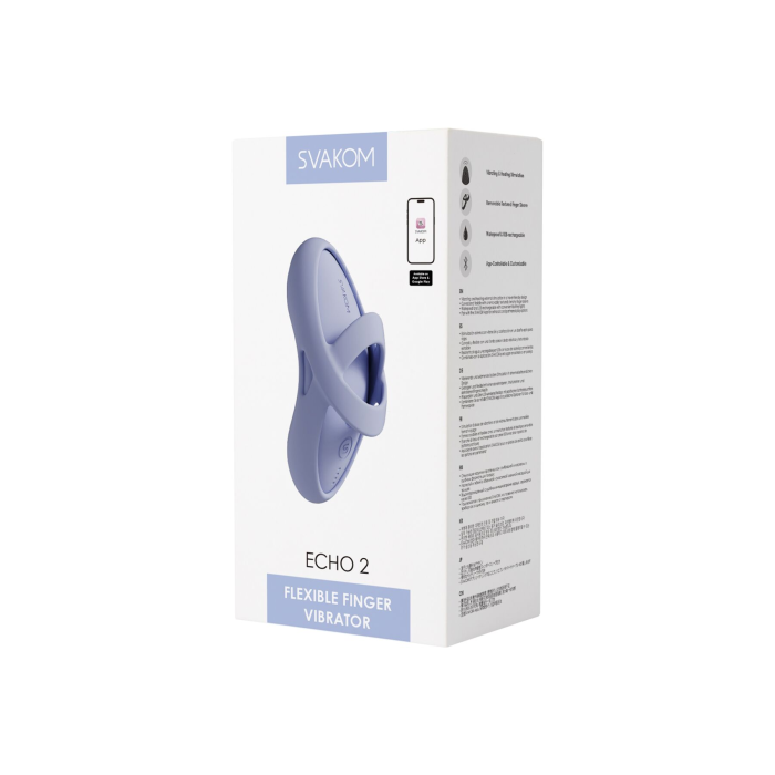 Смарт-вібратор для клітора Svakom Echo 2 Sky Blue, підігрів до 38 °C, знімна насадка на палець