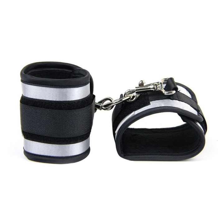 Набір БДСМ Roomfun Bedroom Restraint Kit фіксатори, батіг, кляп, маска, чорний-сірий