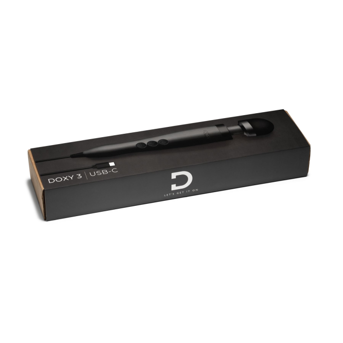 Вібромасажер DOXY3 USB-C Massager MATTE BLACK, кабель USB-C, регульована інтенсивність, компактний