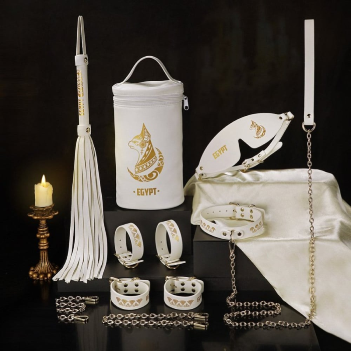 Набір БДСМ Roomfun Egyptian Cat Bondage Kit 9 предметів, білий