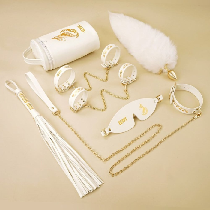 Набір БДСМ Roomfun Egyptian Cat Bondage Kit 9 предметів, білий