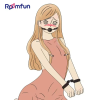 Кляп-кулька з отворами Roomfun та затискачами для сосків, чорний