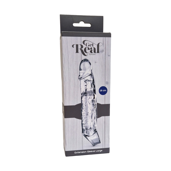 Насадка, що подовжує, на пеніс ToyJoy Get Real Extension Sleeve Large з петлею на мошонку, прозора