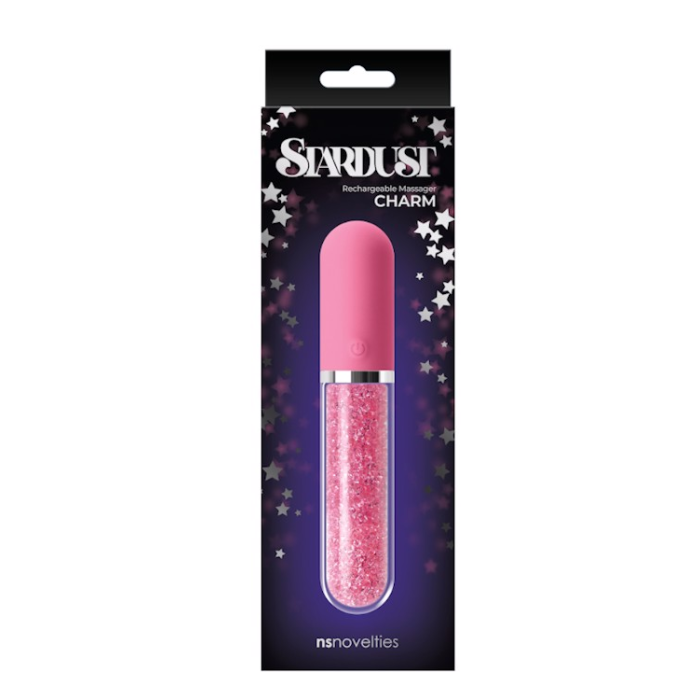 Скляний вібратор із кристалами NS Novelties Stardust Charm рожевий