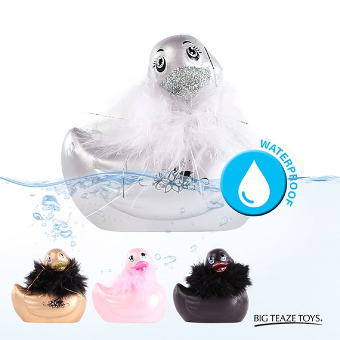 Вібратор качечка Big Teaze Toys Rub My Duckie, срібло