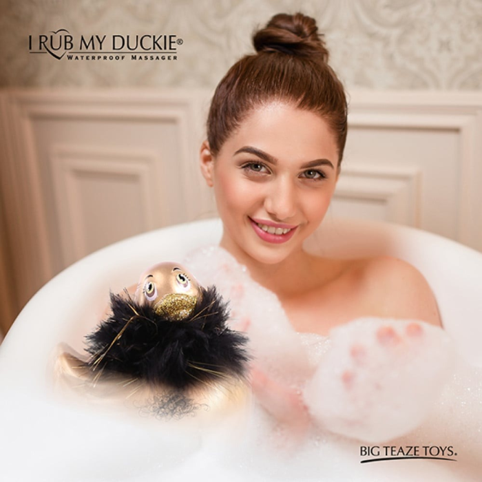 Вібратор качка для кліторальної стимуляції Big Teaze Toys Rub My Duckie золотиста