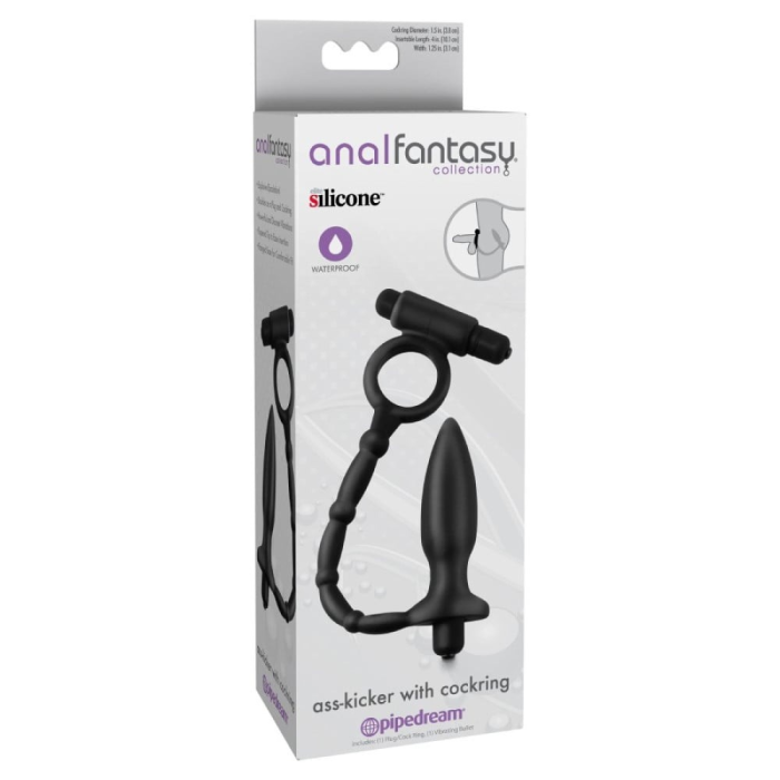 Анальна пробка з ерекційним кільцем Pipedream Anal Fantasy Collection з вібрацією, чорний