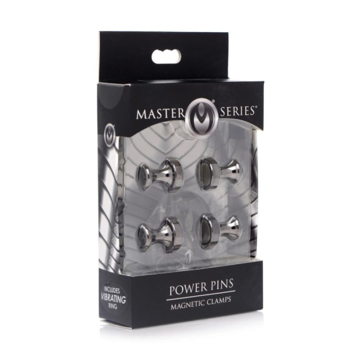 Затискачі для сосків XR Brands Power Pins магнітні, чорні, 2 х 1.5 см