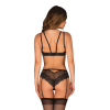 Комплект Obsessive Allastia 2-pcs set black L/XL, регульовані бретелі, багаторівнева застібка