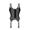 Корсет Obsessive Arrowel Black corset L/XL, з підв’язками для панчіх