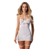 Бебі-дол Obsessive Arrowel White chemise L/XL, з декоративним чокером та гартерами