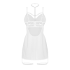 Бебі-дол Obsessive Arrowel White chemise L/XL, з декоративним чокером та гартерами